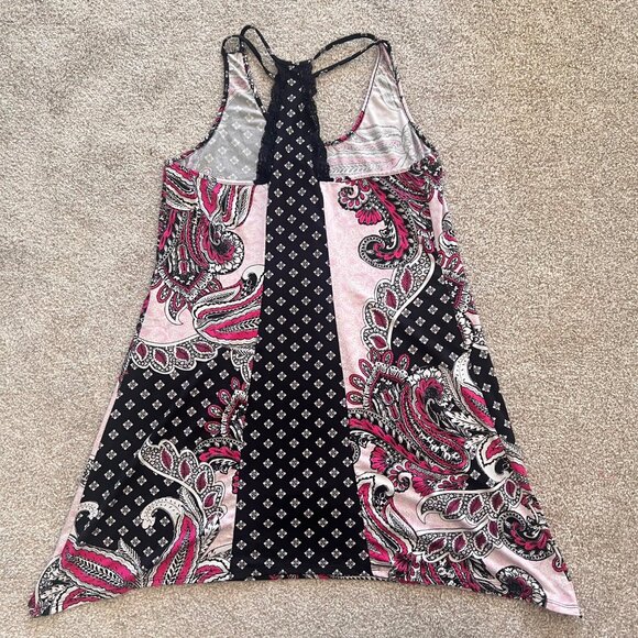 Y2K Purple & Black Paisley Halter Midi Dress with Back Lace Trim - Picture 8 of 8